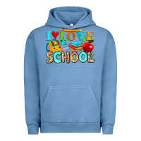 Pigment Pebble Blue i love school Urban Hoodie - NancyCooperArtShop