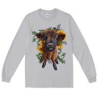 Moon Dust highland cow with sunflower Long Sleeve Tee - RanaPortraitStore