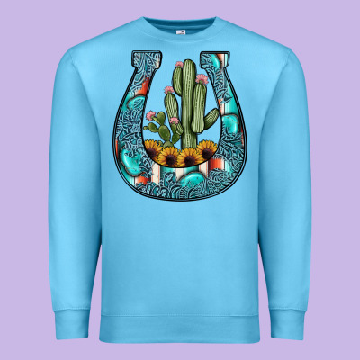Cactus Horseshoe Premium Sweatshirt Designed By Jahusdesignshop