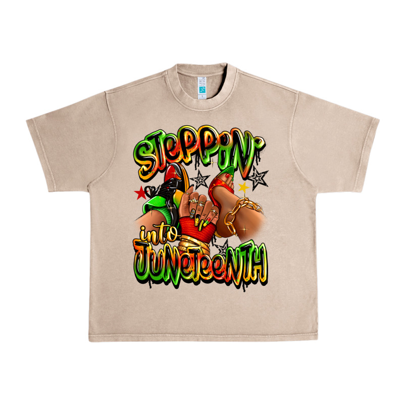 Steppin' Into Juneteenth Sneaker And Heel Afro Wom Urban Heavy Tee by RanaPortraitStore | Teevron