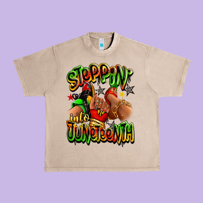 Steppin' Into Juneteenth Sneaker And Heel Afro Wom Urban Heavy Tee Designed By Ranaportraitstore
