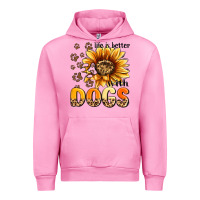 Fuchsia Pink life is better with dogs sunflower Urban Hoodie - MaliasSmallBusiness