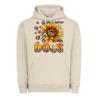 Pigment French Oak life is better with dogs sunflower Urban Hoodie - MaliasSmallBusiness