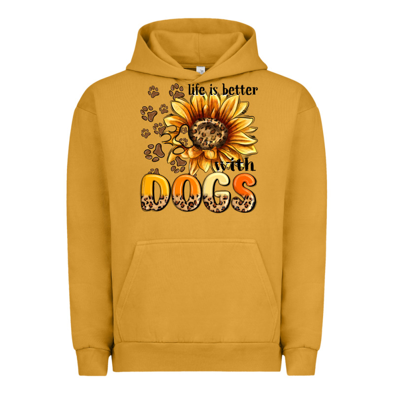 Life Is Better With Dogs Sunflower Urban Hoodie by MaliasSmallBusiness | Teevron