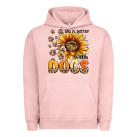Pigment Salmon life is better with dogs sunflower Urban Hoodie - MaliasSmallBusiness