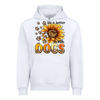 White life is better with dogs sunflower Urban Hoodie - MaliasSmallBusiness
