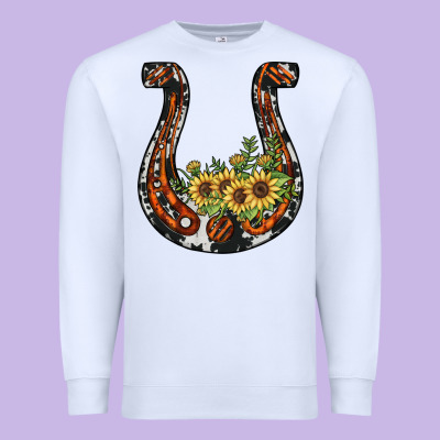 Horseshoe Sunflower Premium Sweatshirt Designed By Jahusdesignshop