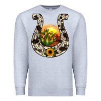Heather Grey horseshoe sunset Premium Sweatshirt - JahusDesignShop