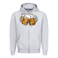 Heather Grey beer with christmas lights Zipper Hoodie - FaDigitalArtStudio