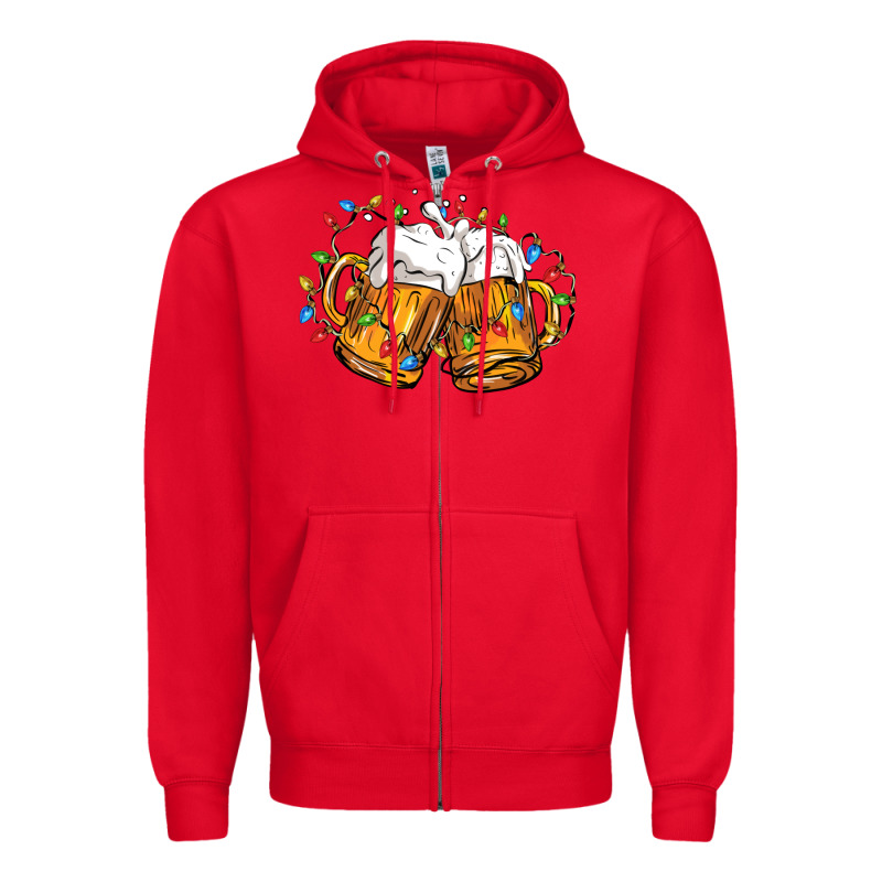 Beer With Christmas Lights Zipper Hoodie by FaDigitalArtStudio | Teevron