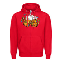 Red beer with christmas lights Zipper Hoodie - FaDigitalArtStudio