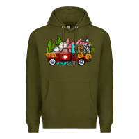 Army Green lpn nurse truck with cactus and sunflowers Premium Hoodie - AdoDesignShop