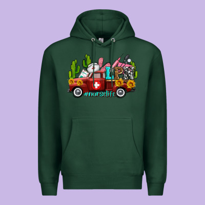 Lpn Nurse Truck With Cactus And Sunflowers Premium Hoodie Designed By Adodesignshop