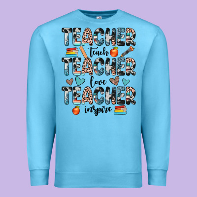 Teacher Teach Love Inspire Premium Sweatshirt Designed By Jahusdesignshop