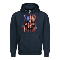 Navy 4th of July skull American flag Zipper Hoodie - Neo Western