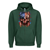 Sports Green 4th of July skull American flag Zipper Hoodie - Neo Western