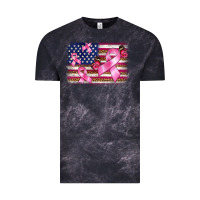 Cloud Black breast cancer american flag background Vintage Tee - BarkalooDesign