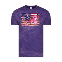 Cloud Purple breast cancer american flag background Vintage Tee - BarkalooDesign
