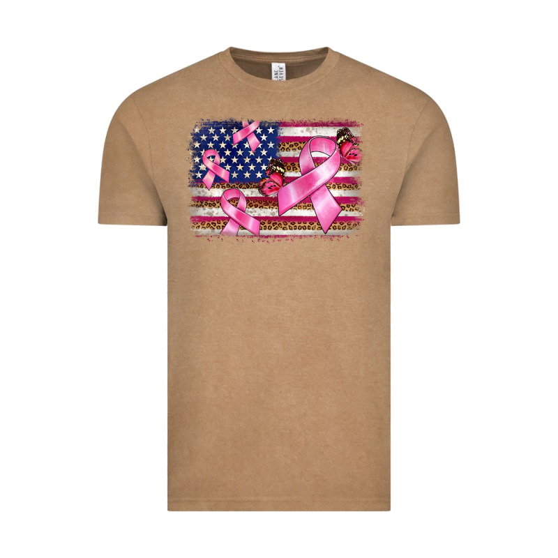 Breast Cancer American Flag Background Vintage Tee by BarkalooDesign | Teevron