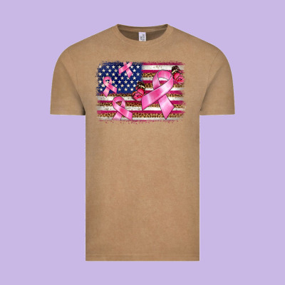 Breast Cancer American Flag Background Vintage Tee Designed By Barkaloodesign