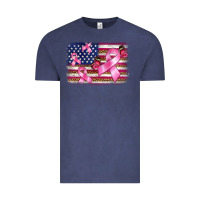 Vintage Denim breast cancer american flag background Vintage Tee - BarkalooDesign