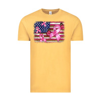 Vintage Mustard breast cancer american flag background Vintage Tee - BarkalooDesign