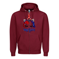 Burgundy 4th of July unicorn Zipper Hoodie - Neo Western