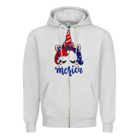 Dove Grey 4th of July unicorn Zipper Hoodie - Neo Western