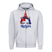 Heather Grey 4th of July unicorn Zipper Hoodie - Neo Western