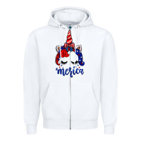 White 4th of July unicorn Zipper Hoodie - Neo Western