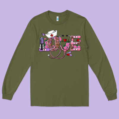 Valentine's Day Nurse Love Long Sleeve Tee Designed By Ranaportraitstore