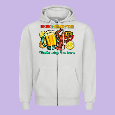 Beer&crawfish That's Why I'm Here Zipper Hoodie Designed By Fadigitalartstudio