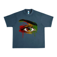Midnight Navy Watercolor Juneteenth eyes Urban Heavy Tee - RanaPortraitStore