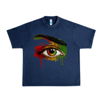 Navy Watercolor Juneteenth eyes Urban Heavy Tee - RanaPortraitStore