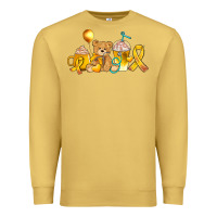 Antique Gold childhood cancer ribbon and coffee cups Premium Sweatshirt - AdoDesignShop