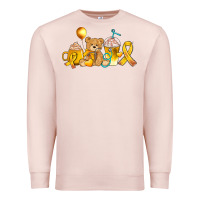 Pale Pink childhood cancer ribbon and coffee cups Premium Sweatshirt - AdoDesignShop