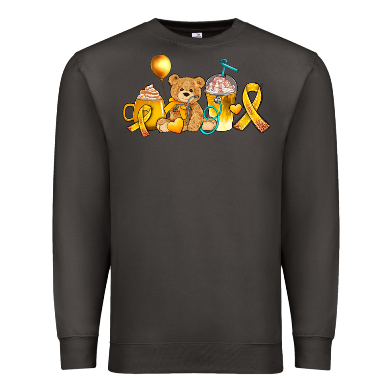 Childhood Cancer Ribbon And Coffee Cups Premium Sweatshirt by AdoDesignShop | Teevron