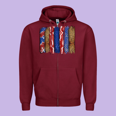 4th Of July Brushstroke Zipper Hoodie Designed By Cowgirlartshop