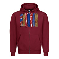 Burgundy 4th of July brushstroke Zipper Hoodie - CowGirlArtShop