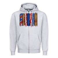 Heather Grey 4th of July brushstroke Zipper Hoodie - CowGirlArtShop