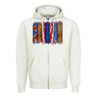 Oatmeal Heather 4th of July brushstroke Zipper Hoodie - CowGirlArtShop