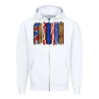 White 4th of July brushstroke Zipper Hoodie - CowGirlArtShop