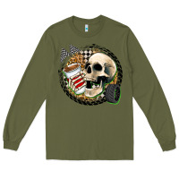 Army Green race skull Long Sleeve Tee - Zillion Design Studio