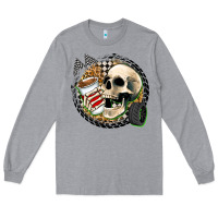 Heather Grey race skull Long Sleeve Tee - Zillion Design Studio