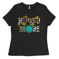 Black western rodeo bullfighter mom turquoise gemstones  sunflowers Ladies Tee - BarkalooDesign