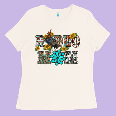 Western Rodeo Bullfighter Mom Turquoise Gemstones  Sunflowers Ladies Tee Designed By Barkaloodesign