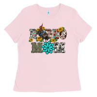 Bubblegum Pink western rodeo bullfighter mom turquoise gemstones  sunflowers Ladies Tee - BarkalooDesign