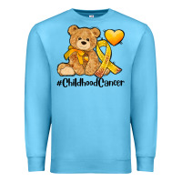 Ocean Blue childhood cancer and cancer ribbon Premium Sweatshirt - AdoDesignShop