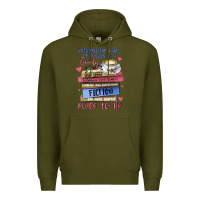 Army Green between the pages of a book is lovely place to be Premium Hoodie - MaliasSmallBusiness