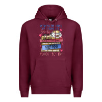 Burgundy between the pages of a book is lovely place to be Premium Hoodie - MaliasSmallBusiness